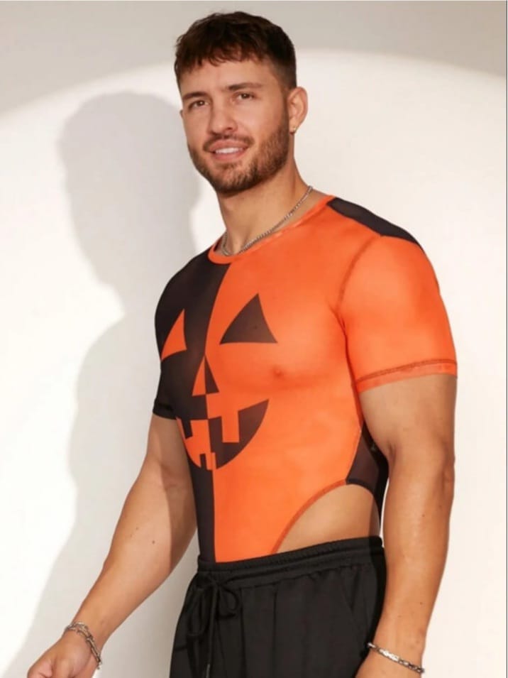Pumpkin Split Graphic Bodysuit